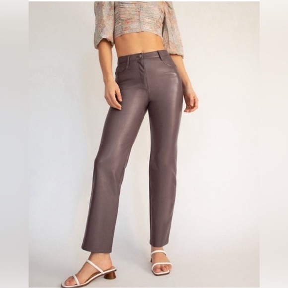 ARITZIA Wilfred Faux Leather Pants Gray - Picture 2 of 9